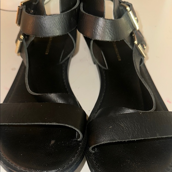 Anthropologie Black Leather Sandals with Ankle Strap Size 10 - Picture 9 of 10